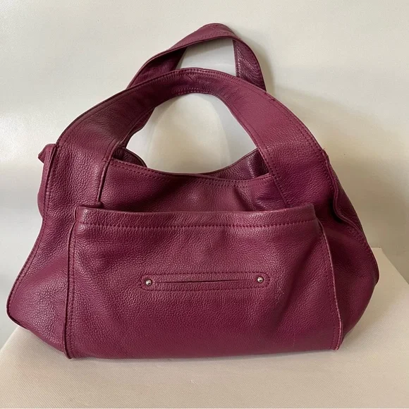 B. Makowsky Purple Leather Hobo Shoulder Bag - Picture 3 of 13